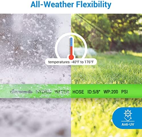 DEWENWILS Garden Hose 25 ft x 5/8", Water Hose with Swivel Handle, Heavy Duty, Lightweight, Flexible Hose for Plants, Car, Yard, 3/4 Inch Solid Fittings, Drinking Water Safe HHGH25A1 - Image 4