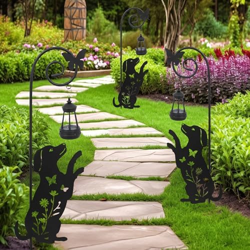 Solar Dog Lantern Garden Stakes 28.7in Metal Outdoor Night Light - Image 2