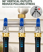 3-Way Garden Hose Splitter, Heavy-Duty Brass, 3/4" GHT, (Blue) - Image 4