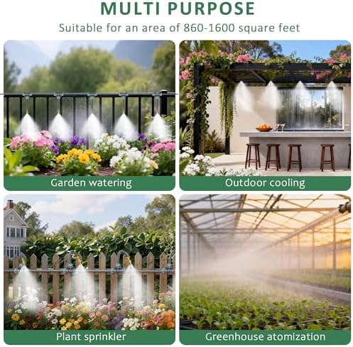 Drip Irrigation System 100FT 1/4", 360°Adjustable Garden Watering System with 16pcs Copper Nozzles, Drip Irrigation Kit for Outdoor Plants, Greenhouse Watering System - Image 7