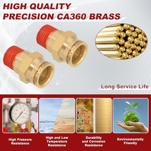 DOT Approved Male Straight Brass Union 3/4" Tube x 1/2" NPT, 10PCS - Image 2