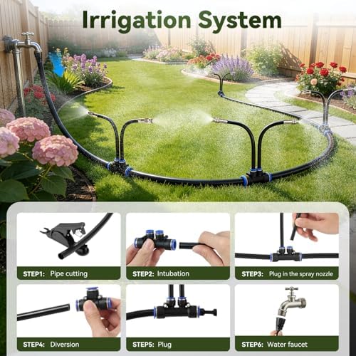 75FT High-Flow Irrigation System for Garden, 12mm Main Tubing, 40 Nozzles - Image 4
