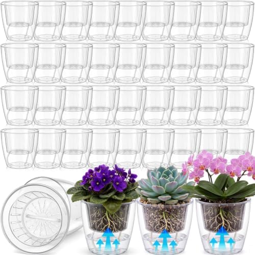 Self Watering Plant Pots, 4.7'', Transparent, 36 Pcs by Ferrochef