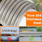 Metal Garden Hose 125FT Heavy Duty Lightweight 304 with Brass Nozzle,Durable Fittings,No Kink & Tangle,Puncture Resistant,Easy to Use & Store for RV,Outdoor, Yard,Ligh (125ft) - Image 4