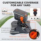 Adjustable 16-Nozzle Oscillating Sprinkler with Dual-Zone Water, 16-Hole Automatic Rocking Irrigation System, Turbo Orbit Mist Sprinklers for Lawn Yard Garden (Orange) - Image 3
