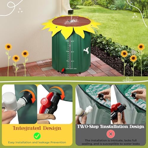 Collapsible Rain Barrel, 53/100 Gallon Portable Rain Water Collection Barrel, PVC Rainwater Collection System with Spigots and Overflow Kit, Water Barrel for Garden Water Catcher A100 - Image 4