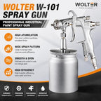 Wolter W‑101 Spray Gun, Fine & Uniform Atomization, Professional for Water‑Based Paint, Ideal for Home Renovation & DIY Painting Projects (Wolter WP-99‑S, 2.5mm, 1000ml) - Image 2