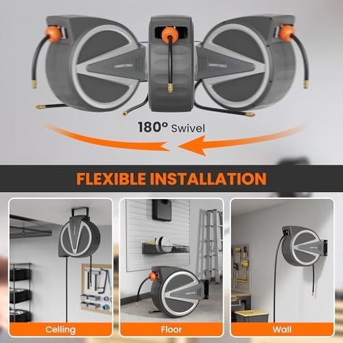 Giraffe Tools Retractable Air Hose Reel Enclosed with 3/8" x 50 ft, 217 PSI - Image 4
