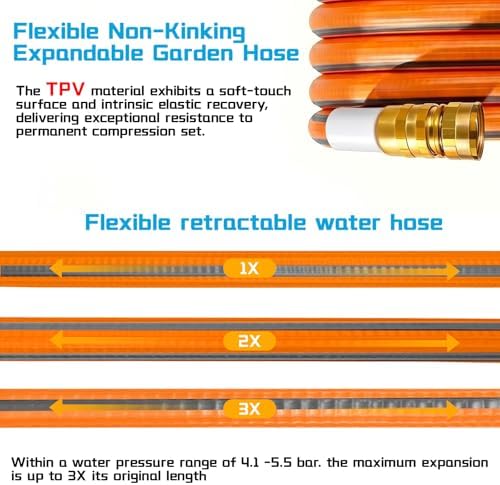 Expandable Retractable Garden Hose Brass Fittings(100ft Expanded) - Image 4