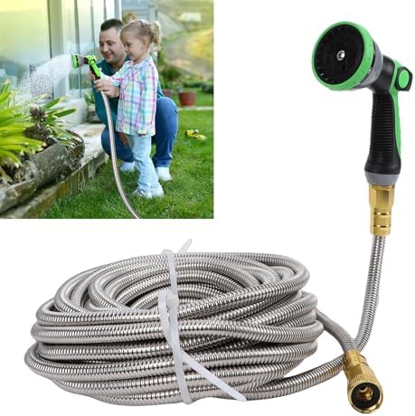 Expandable Garden Hose, Lightweight Stainless Steel Water Hose with 10 Pattern Nozzle, Kink Free Leak Proof Heavy Duty Retractable for Outdoor, Lawn, Patio (75FT) - Image 3