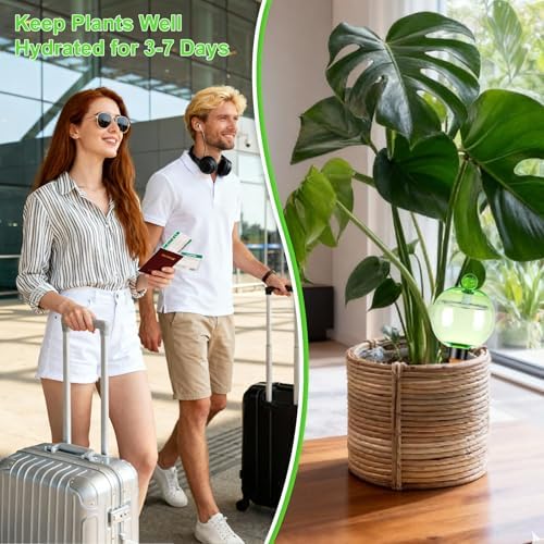 4 Pack Self Watering Globes 17oz Large Plant Watering Globes Top Fill, Self Water Planter Insert Indoor/Outdoor Plastic Water Bulbs Slow Release Terracotta for Plants, Green - Image 5