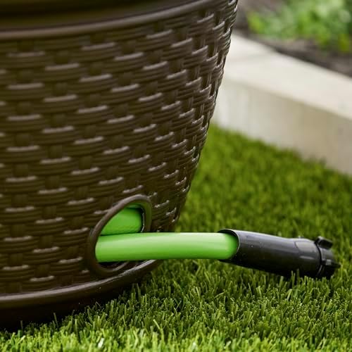 Suncast 2 Pack Decorative Wicker Garden Hose Holder Pot with 4 Drain Holes for 100 Foot Hoses, Java - Image 6