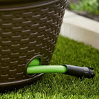 Suncast 2 Pack Decorative Wicker Garden Hose Holder Pot with 4 Drain Holes for 100 Foot Hoses, Java - Image 6