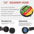 Garden Soaker Hose Kit 100ft 1/2" Short Rubber Drip Hoses Soaking - Image 2