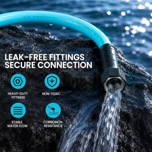 25FT RV Drinking Water Hose, 5/8" Food Grade Rubber Fresh Water Hose, Lead & BPA Free, Kink-Resistant, Leak-Free Potable Water Hose for RV, Camper, Trailer, Garden - Image 5