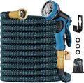 100 ft Expandable Garden Hose - Kink Free Flexible Water Hose with Controlled 10-Function Nozzle, 3/4 Solid Connectors, Durable 3750D Fabric, 4-Layer Latex Core by Qxiaofei