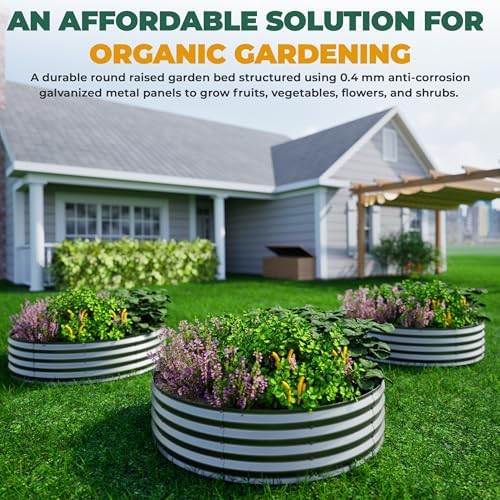 Utopia Home Galvanized Raised Garden Bed Kit 2x2x1 Ft Pack of 3, Planter Box Round Raised Garden Beds Outdoor, Easy Assembly Metal Raised Bed for Gardening Vegetables, Fruits, Flowers,Silver - Image 5