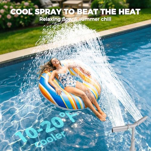 Pool Fountain 7-Color 4 Modes LED Lights for Above/Inground Pools, Dual Sprayer Sprinkler Waterfall Cool 20℉, Pool Lights w/Remote, Adjustable Height 16-22", Pool Accessories,Outdoor Decor(Gray) - Image 4