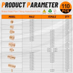 111Pcs Brass Hose Pipe Fitting Assortment Kit for Air/Fuel/Water/Oil Hose - Image 2