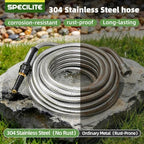 SPECILITE 100ft 304 Stainless Steel Garden Hose with Swivel Handle Nozzle - Image 2