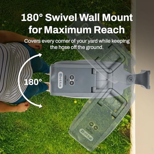 Betta EaseReel Battery-Powered Wall-Mounted Retractable Hose Reel, with Quick-Access Dual Hose Length Control, 8 Spray Patterns Nozzle, Automatic Roll-Up & Tangle-Free Hose Guide (1/2'', 78FT/23m) - Image 4