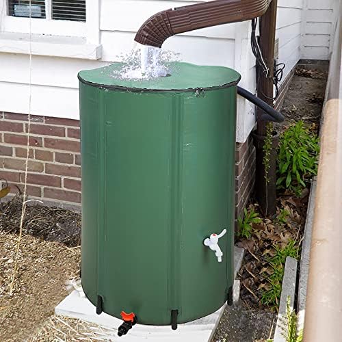 Collapsible Rain Barrel,Portable Water Storage Tank to Collect Rainwater from Gutter,Rainwater Collection System Downspout,Water Storage Tank Container with Filter Spigot Overflow(Green,132 Gallon) - Image 5