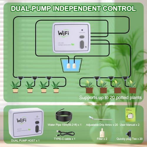 WiFi Dual‑Channel Automatic Drip Irrigation System, Remote Plant Waterer - Image 4