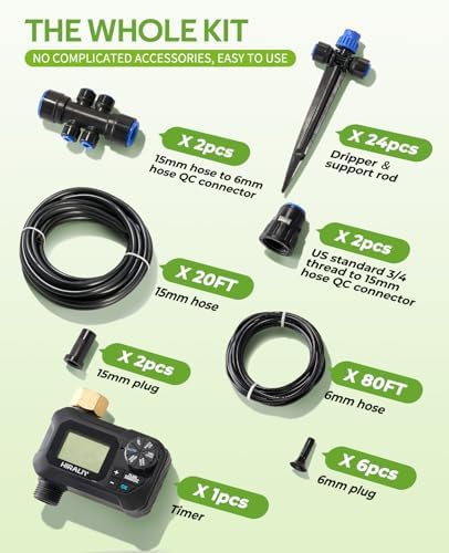 HIRALIY 100FT Automatic Drip Irrigation Kit with Timer - Image 6