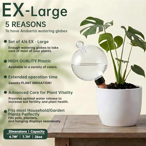 EX-Large Plant Watering Globes with Cover 26oz Top Fill Plastic Water Bulbs Self Watering Planter Inser, Slow Release Terracott, Plant Watering Devices for Plants, 2 Pack - Image 4