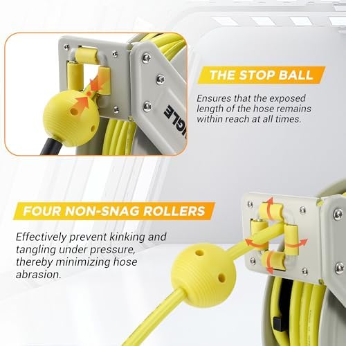 M MINGLE 1/4"×60ft Retractable Pressure Washer Hose Reel, 3600 PSI - Image 4