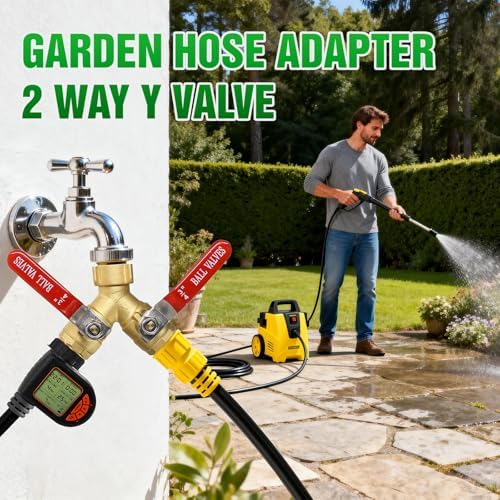 Brass Garden Hose Splitter 2 Way Heavy Duty with Metal Extended Handle - Image 5