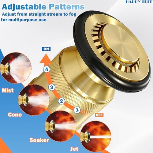 Happy Tree 1-1/2" NST/NH Fire Hose Nozzle 100 psi 85 gpm Brass Fire Equipment Heavy Duty Industrial Jet Fog Spray Nozzle Slim Neck - Image 3