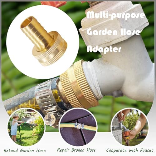 10Pcs 1/2" Barb x 3/4" Female GHT Thread Swivel Brass Garden Water Hose Pipe Connector Copper Fitting with Stainless Clamp House/Boat/Lawn/Power Wash/Irrigation - Image 4
