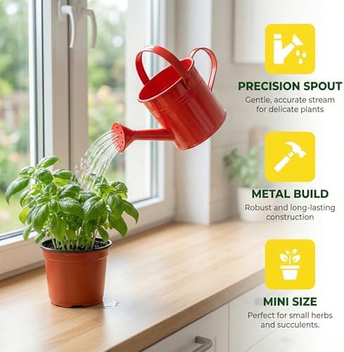 Veemoon Small Kids Watering Can, 6pcs Lightweight Metal Watering Can for Indoor Plants - Portable Water Supplies for Toddler Bonsai Plant Gardening Indoor and Outdoor (6 Colors) - Image 6