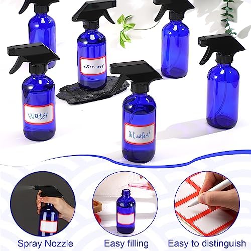 Norme 12 Pcs 8 oz Glass Spray Bottles, Funnels and Labels, Blue, Classic - Image 3