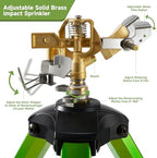 Impact Sprinklers on Tripod Base with Ground Plugs,Heavy Duty Brass Head Sprinkler with 360 Degree Spray,0-44ft Large Area Irrigation,Tripod Sprinkler with Extension Legs for Yard Garden Lawn,1 Pack - Image 3
