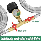 Upgraded 5FT Propane 2 Way Splitter Adapter Hose Stainless Braided Y Splitter Hose 1 lb to 20 lb Converter with Shut Off Valve with Gauge Propane Hose Adapter 1lb LP Appliances to QCC1 5-40lb Tank - Image 4