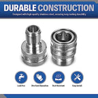 Essential Washer Stainless Steel ¾” Garden Hose Quick Connect Fittings | One Hand Operation Design | 1 Plug & 3 Coupler Set - Image 3