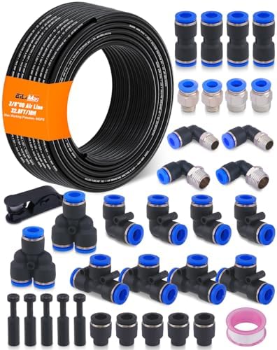 3/8" Air Line Tubing Kit, 32.8FT SAE J844 PA Nylon Air Hose Tubing by EilxMag
