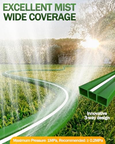 75FT Three-Tube Flat Sprinkler Hose with Holes with U-Shaped Stakes - Image 3