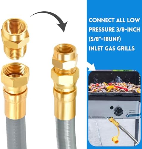 GasSaf 10 FT 1/2" ID Natural Gas Grill Hose with Quick Connect Fitting, Natural Gas Conversion Kit Suitable for Gas Grill, Generator, Patio Heater and More (with Sealing Tape) - Image 4