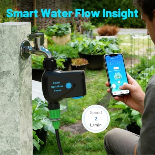 Water Timer for Garden Hose, WiFi Smart Sprinkler Timer, Water Flow Meter - Image 4
