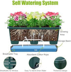 Oliz Window Box Planter 8 Pcs, 17 Inches Rectangle Flower Pots with Drainage Holes & Trays, Vegetable Planters for Windowsill Patio Garden Balcony Home Indoor Outdoor (Dark Green, 16 * 7 * 6 inch) - Image 2
