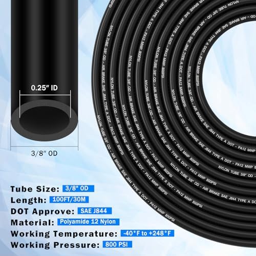 100FT 3/8" DOT Air Line with 40 Pcs Quick Connect Air Fittings Kit - Image 3
