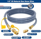 12 Feet 1/2 Inch ID Natural Gas Hose with Quick Disconnect for weber, charbroi, Grill, Pizza Oven, Patio Heater and More NG Appliance, Propane to Natural Gas Conversion Kit - CSA Certified - Image 2