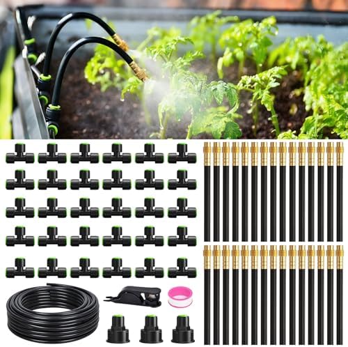 RAINPOINT 100FT Drip Irrigation System with 30pcs Adjustable Copper Nozzles by RainPoint