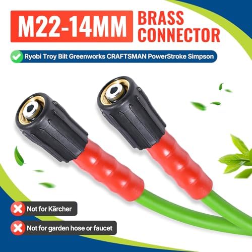 YAMATIC Flexible Pressure Washer Hose 40 FT 1/4", M22-14mm Females - Image 6