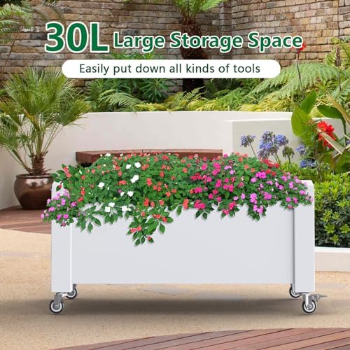 Vixzen Raised Garden Bed with Wheels Outdoor,Resin Weatherproof Planter Box with Drain Hole and Water Level Detector,for Planting Plants Vegetables(Ashen 30.04"×17.72"×17.56" - Image 4