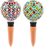 VOREEN Mosaic Plant Watering Globes with Terracotta Spikes, Decorative Glass Watering Globes for Potted Plants, Garden Accent & Thoughtful Gift, Set of 2 by VOREEN