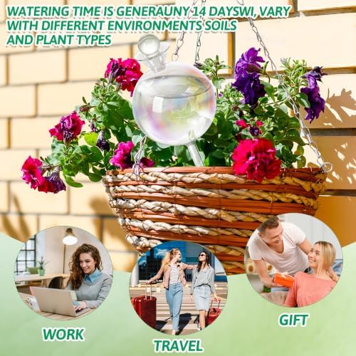 17 oz Up 2 Weeks Extra Large Plant Watering Globes, Self Watering Planter Insert Iridescent Self Watering Globes, Vacation Plant Watering Devices-Watering Bulbs for Outdoor Plants (Extra Large 4-Pack) - Image 4